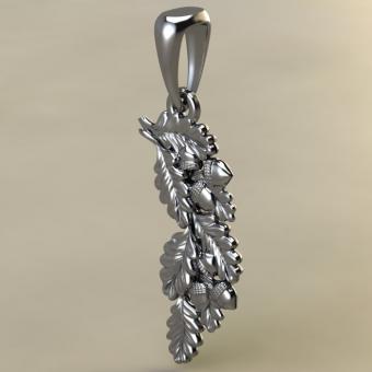 Подвеска с оберегом Дубовая ветвь из серебра