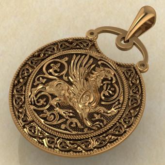 Подвеска Грифон красное золото