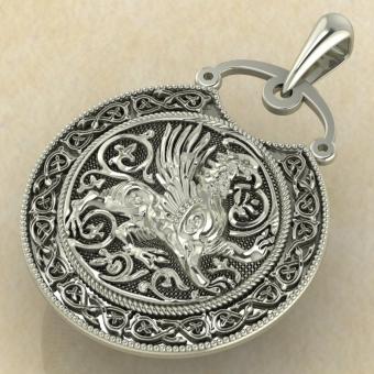 Подвеска Грифон белое золото