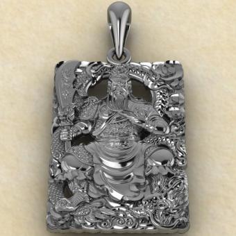 Амулет древнекитайской мифологи Гуань Гун из серебра