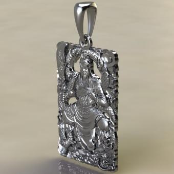 Подвеска древнекитайской мифологи Гуань Гун из серебра