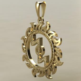 Славянский оберег Додола в солнце из золота