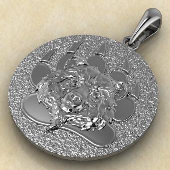 Подвеска с Славянским оберегом Медведь-печать Велеса из серебра