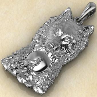 Подвеска с оберегом Волчья песня из серебра