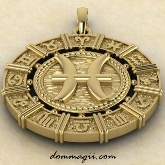 Зодиакальная подвеска Рыбы из золота 21мм