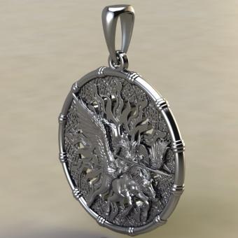 Подвеска с Славяно - Скандинавским оберегом богиня Валькирия из серебра