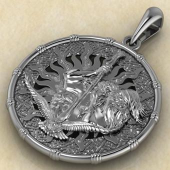 Славянский оберег бог Чернобог из серебра