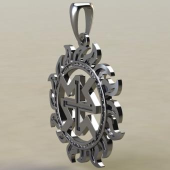 Подвеска с Славянским оберегом Дхата в солнце из серебра