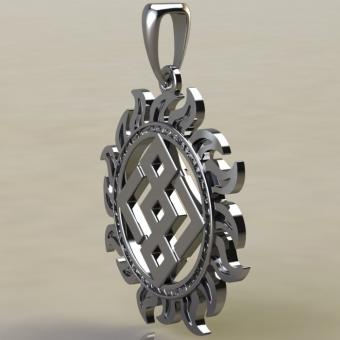 Подвеска с Славянским оберегом Громовик летящий в солнце из серебра