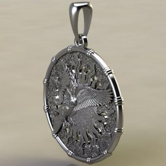 Подвеска с Славянским оберегом Гамаюн птица из серебра