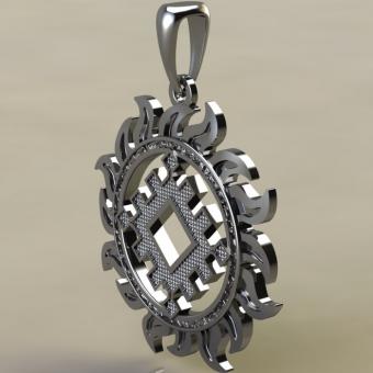 Подвеска с Славянским оберегом Репейник счастья в солнце из серебра