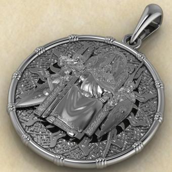 Оберег бог Род с символом Рода из серебра