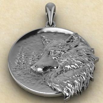 Оберег Волк из серебра