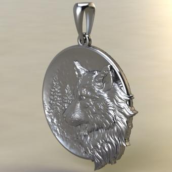 Подвеска с Славянским оберегом Волк из серебра