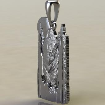 Оберег Зубр в лесу из серебра