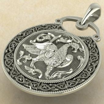 Подвеска Суздальская Птица желтое золото