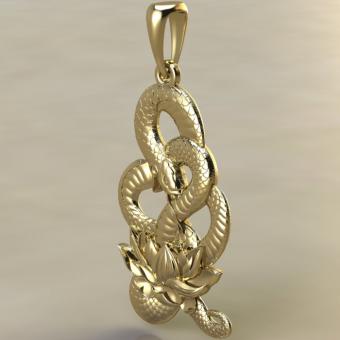 Купить подвеску «Змеиный цветок» из золота — талисман красоты и хищной мудрости