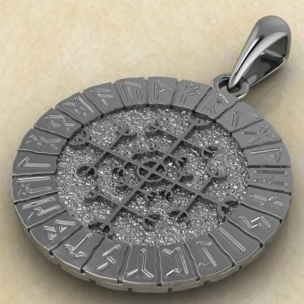 Скандинавский оберег Verndari Защитник в руническом круге из серебр