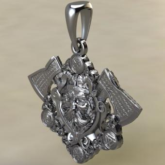 Подвеска с амулетом Викинг с топорами из серебра