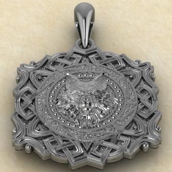 Амулет Волк-Коловрат в кельтском узоре из серебра