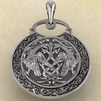 Подвеска Ястребы у Дерева Жизни серебро