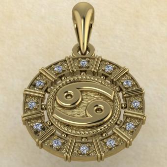 Подвеска Рак золото с бриллиантами