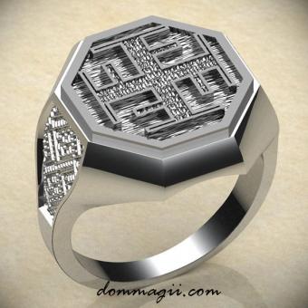 Кольцо с оберегом Ратиборец из серебра