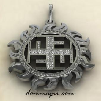 Славянский Обрег Ратиборец в солнце из серебро