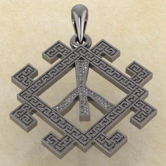 руна Чернобог из серебра