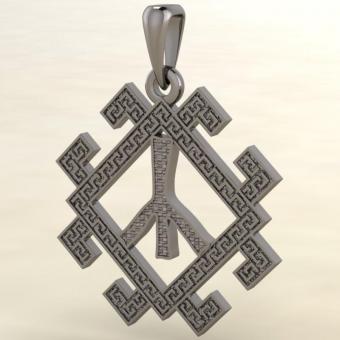 руна Чернобог из серебра