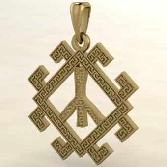 кулон руна Чернобог золото