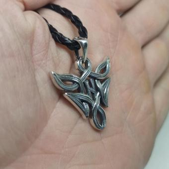 Руна Хагалаз в бесконечной вязи серебро