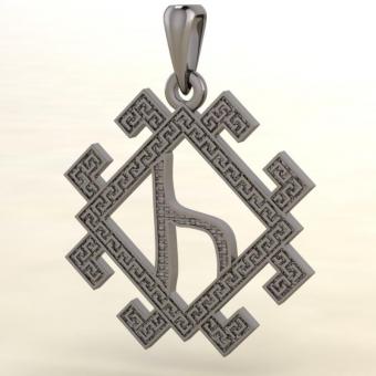 кулон руна Уд из серебра купить