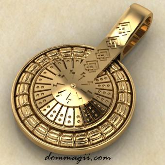Купить золотую подвеску «Рунический круг — крутящийся диск»