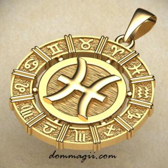 Подвеска Зодиак Рыбы из золота