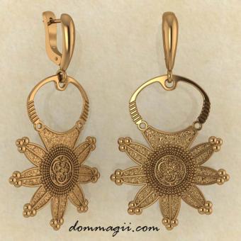 Серьги Колты из красного золота от ювелирной мастерской BROKKA