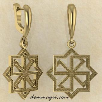 Серьги с Молвинцем из желтого золота от мастерской BROKKA