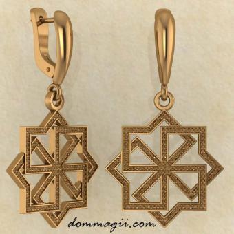 Серьги с Молвинцем из красного золота от мастерской BROKKA