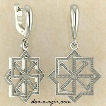 Серьги с Молвинцем из белого золота от мастерской BROKKA