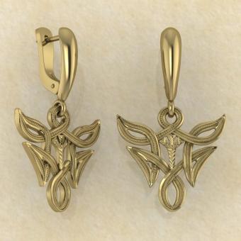 Серьги Альгиз в вязи из золота купить