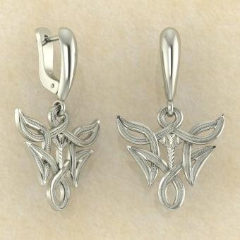 Серьги Альгиз в вязи из белого золота