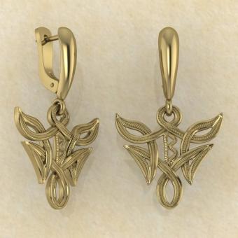 Серьги Беркана в вязи из золота купить