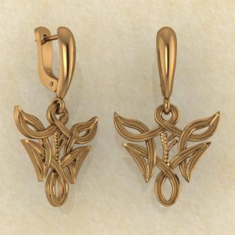 Серьги Феху в вязи из красного золота