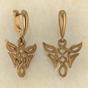 Серьги Гебо в вязи из красного золота