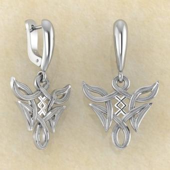 Серьги Ингуз в вязи из серебра