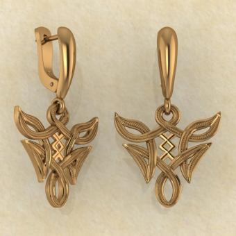 Серьги Ингуз в вязи из красного золота