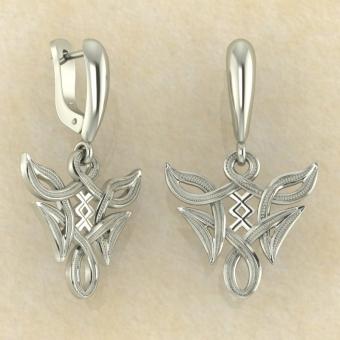 Серьги Ингуз в вязи из белого золота