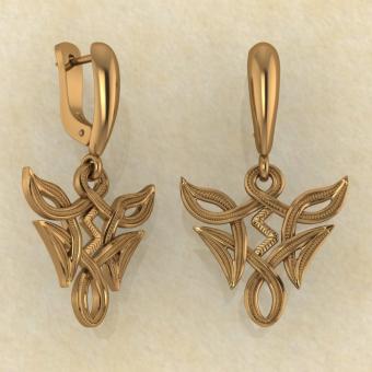 Серьги Соулу в вязи из красного золота