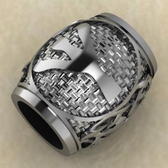 Бусина с Скандинавским амулетом Альгиз из серебра