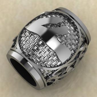 Бусина с Скандинавским амулетом Ансуз из серебра